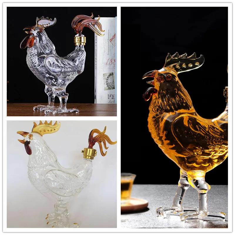 Glass Bottle Sealed White Spirit Bottle Household Glass Zodiac Chinese Chicken White Wine Empty