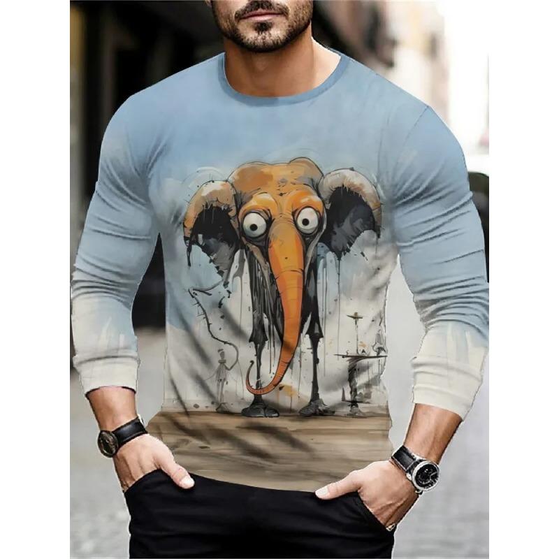Herren Langarm 3D Fun Print Abstrakt Mode Lässig Party Freizeit Frühling Herbst Hemd