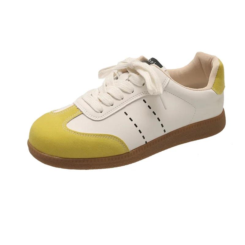 

2024 Лидер продаж Вулканизированная обувь Повседневная спортивная обувь на плоской подошве Женская тренировочная женская спортивная модная обувь Zapatos Mujer 40 жёлтый