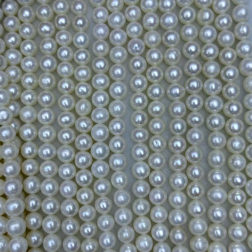 1String, High-quality Natural Shell Mother of Pearl Beads, 6.5-7.5mm, Handmade Subcircular White Beads for Jewelry Making DIY, Luxury Bulk Gifts, 36cm