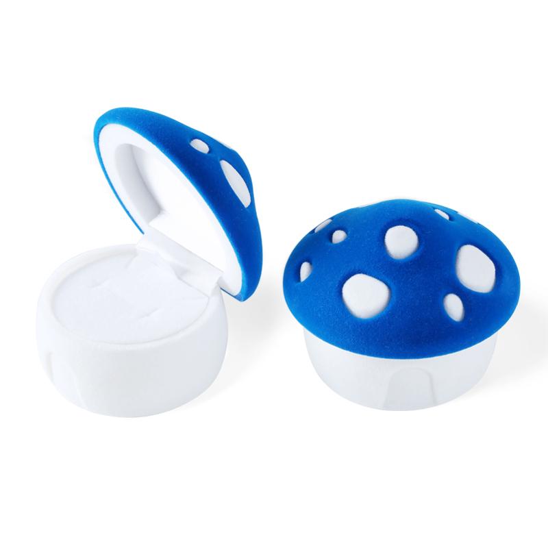 

1 Piece lovely mushroom Gift Box Holder Velvet Wedding Engagement Ring Box Jewelry box for Earrings Necklaces Display 2 colors синий