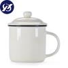 400ml Vintage Enamel Coffee Mug with Lid Ceramic Milk Mug Pigmented Tea Cup Office Water Cup Drinkware