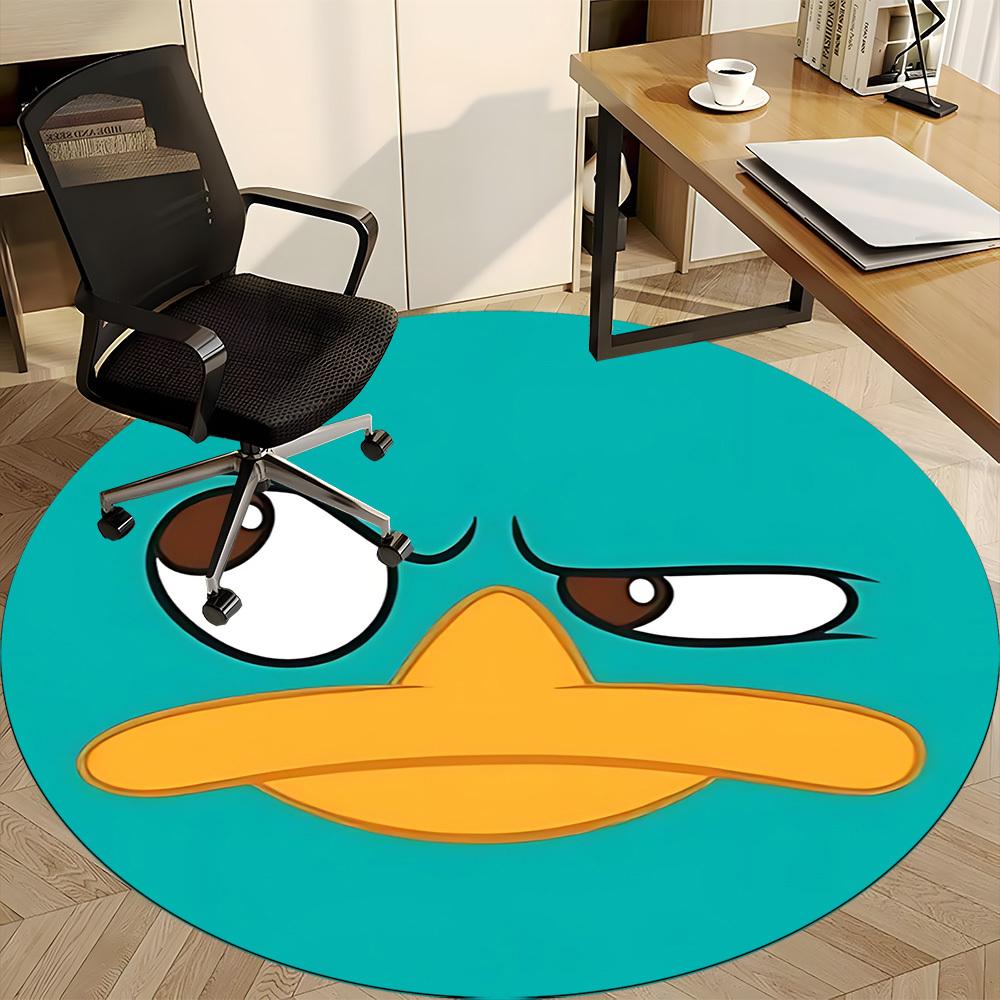 1pc Platypus Office Round Rug, Carpet for Office, Gaming, Lightweight Round Floor Mat yy260205016
