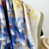 New Floral Scarf Mother Gift Flowers Sweet Thin Sunscreen Shawl Simulated Silk Print Square Scarf