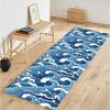 Blue Wave Pattern Runner Rug Ocean Waves Design Non-Slip Absorbent Carpet Home Decor Bedside Mat Hallway Entrance Doormat