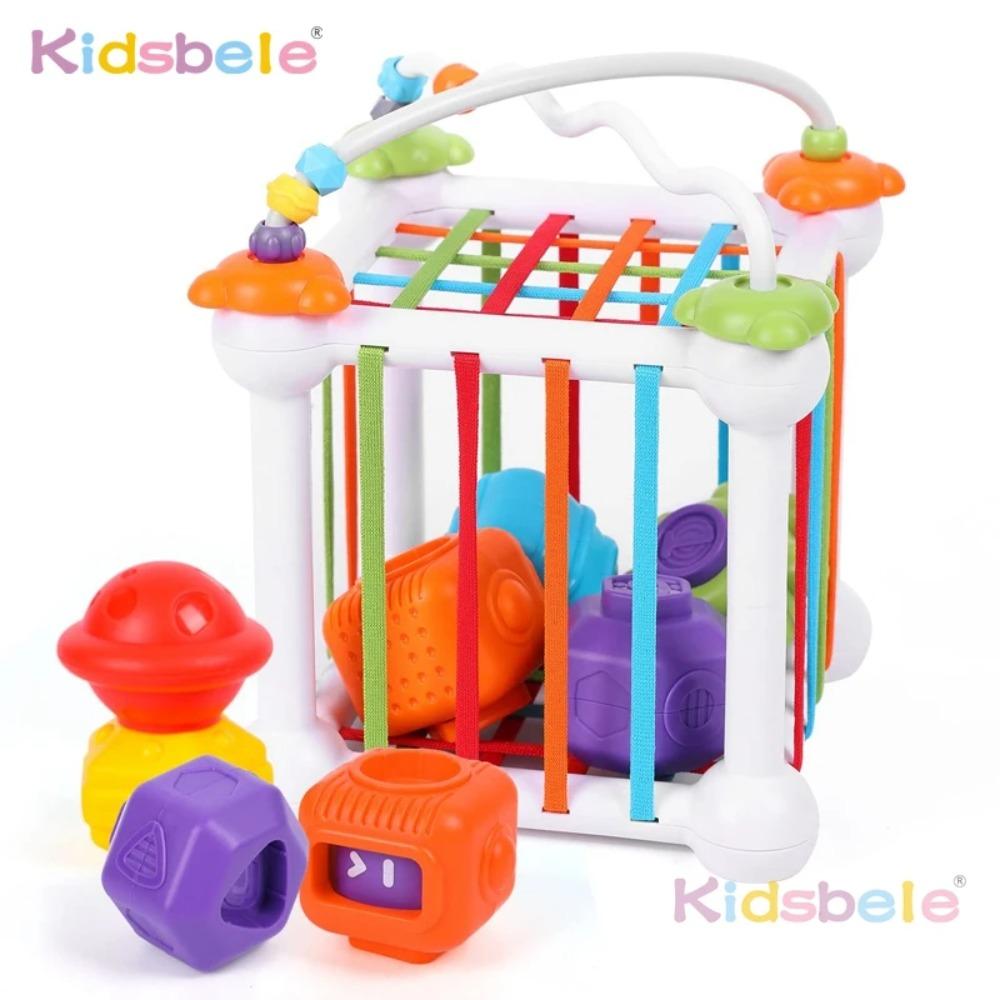 Interactive Baby Shape Sorting Toy Montessori Sensory Cube with Soft Blocks for Toddler Fine Motor Skill & Cognitive Development