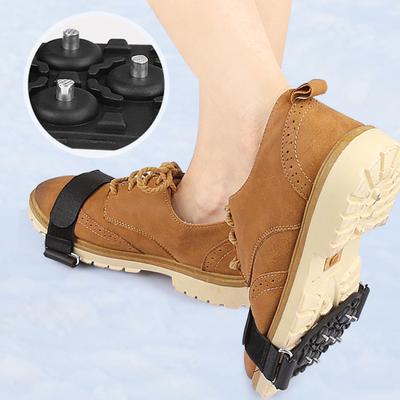 1 Pair Ice Cleats 7 Spikes Adjustable Fastener Tape Portable Anti-slip Winter Outdoor Climbing Hiking Shoes Boots Ice Snow Grips Crampons Gripper