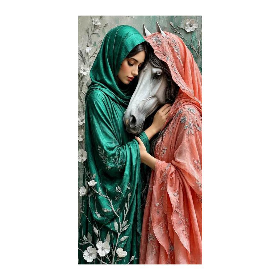 

Women and Horses Large Size Diamond Painting New Collection Animals Diy Full Drill Rhinestone Embroidery Mosaic Cross Stitch Kits Square drill 30x60cm