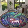 1pc Enchanted Forest Pink Mane Unicorn Printed Chair Rug for Home Office Use, Living Room Kitchen Game Room Round Carpet