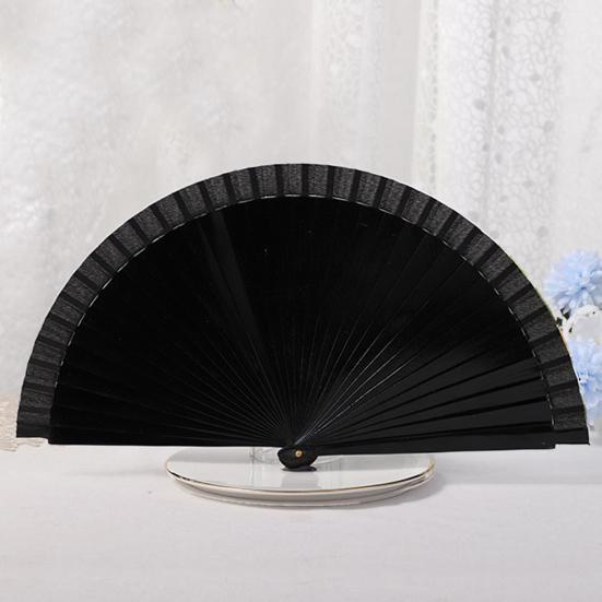 Wooden Folding Fan Solid Color Chinese Japanese Style Hand Fan Portable Wedding Dance Party Decorative Handheld Fan