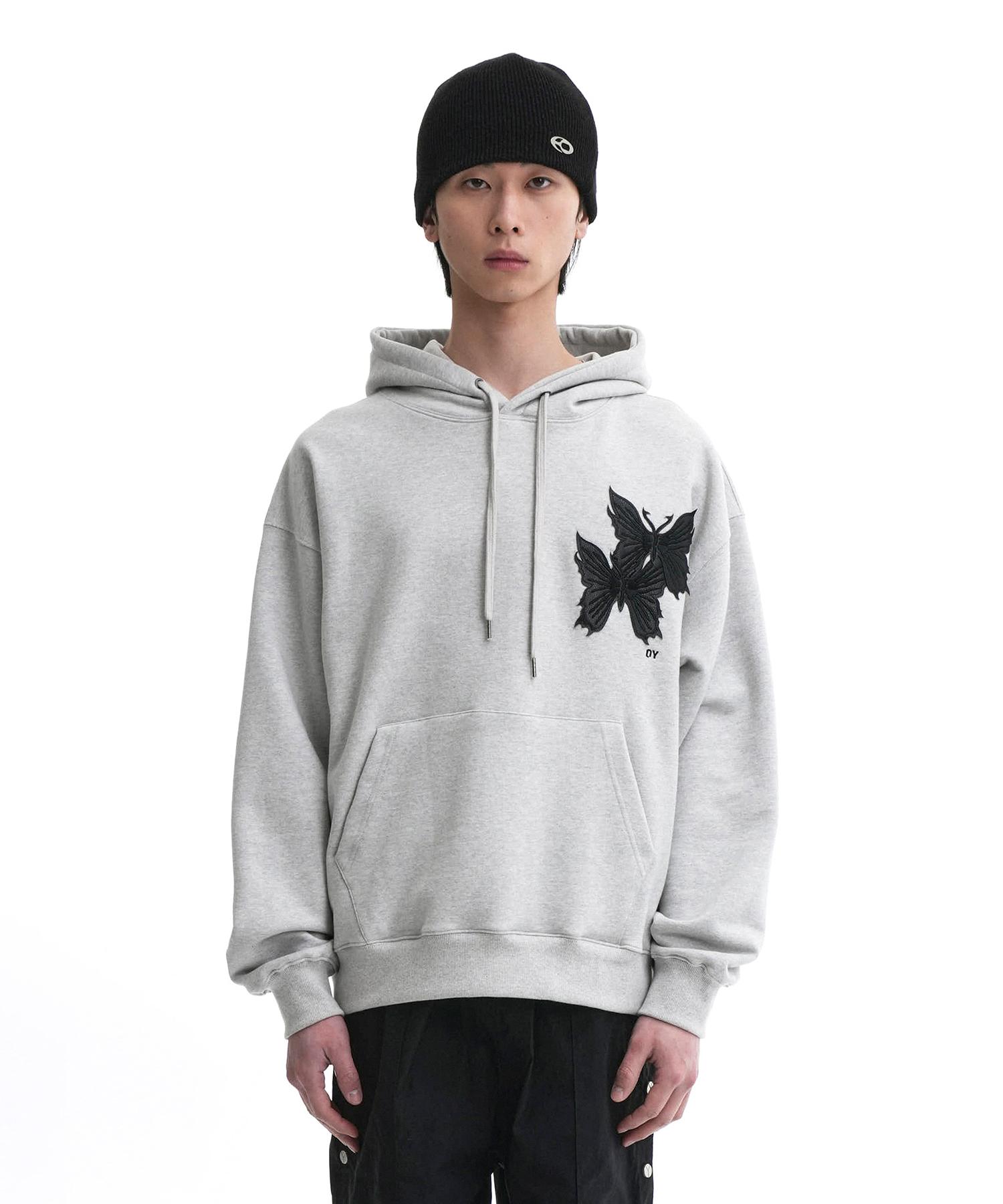 Oy L.T Butterfly Patch Hoodie-Grey 2 Size