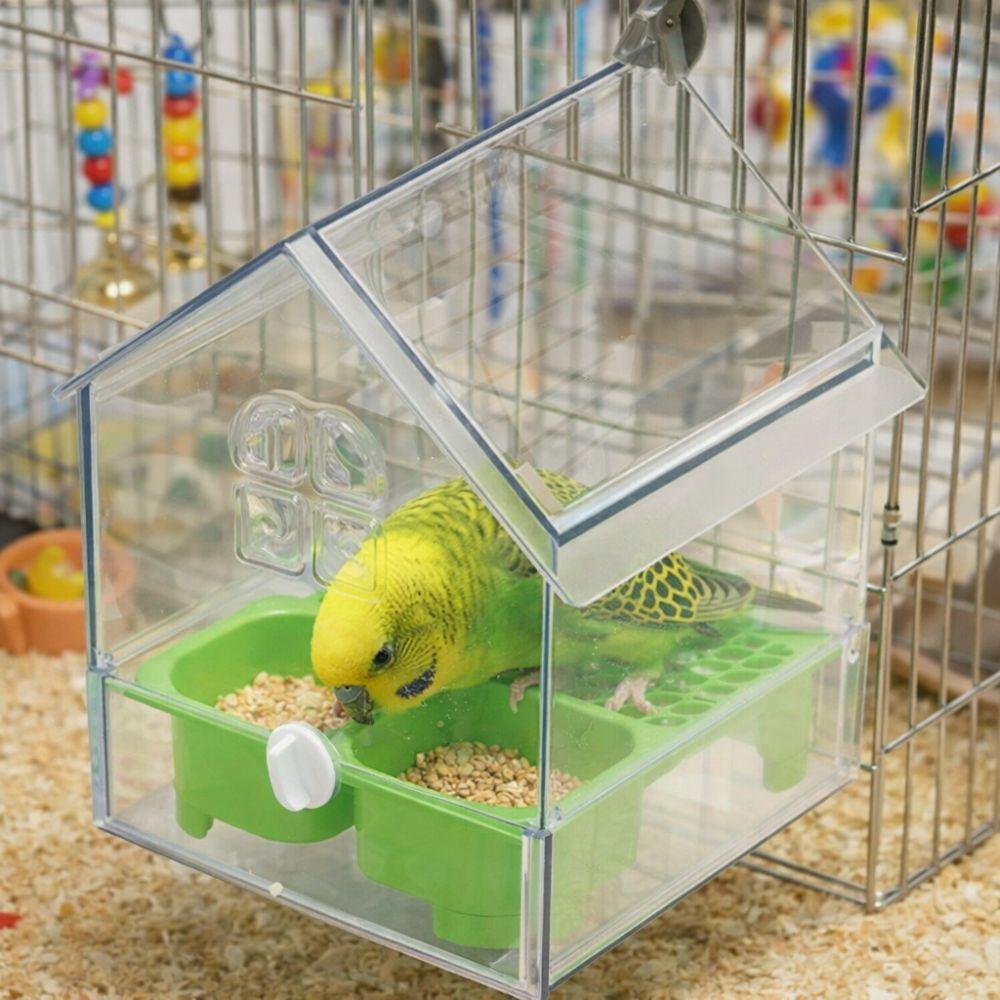 Transparenter Hängender Papageienfutterspender Verhindert Streuung Vogelbad Wellensittich Badewanne Leicht zu Reinigen