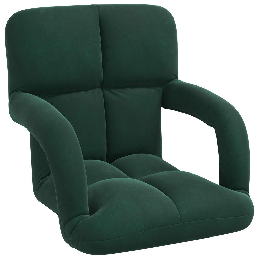 Adjustable Floor Chair Dark Green Velvet