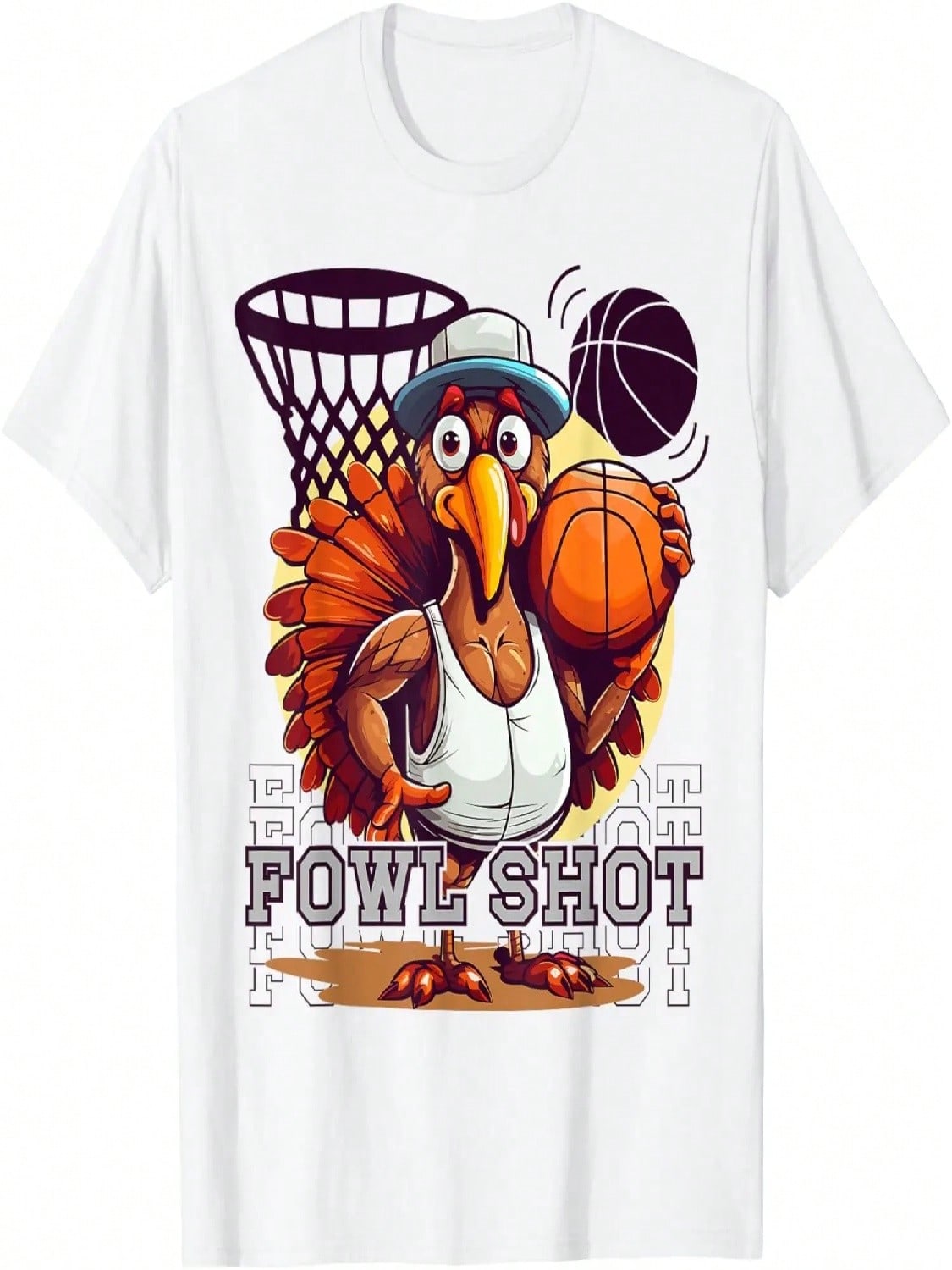 Fowl Shot -Happy Thanksgiving Funny Turkey Basketball Player T-Shirt S