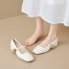 Mary Jane Shoes Women's Thick Heel Summer Word with Shallow Mouth Single Shoes Women
