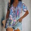 Summer new women's T-shirt 3d gorgeous butterfly print V-neck short-sleeved shirt fashion women's T-shirt
