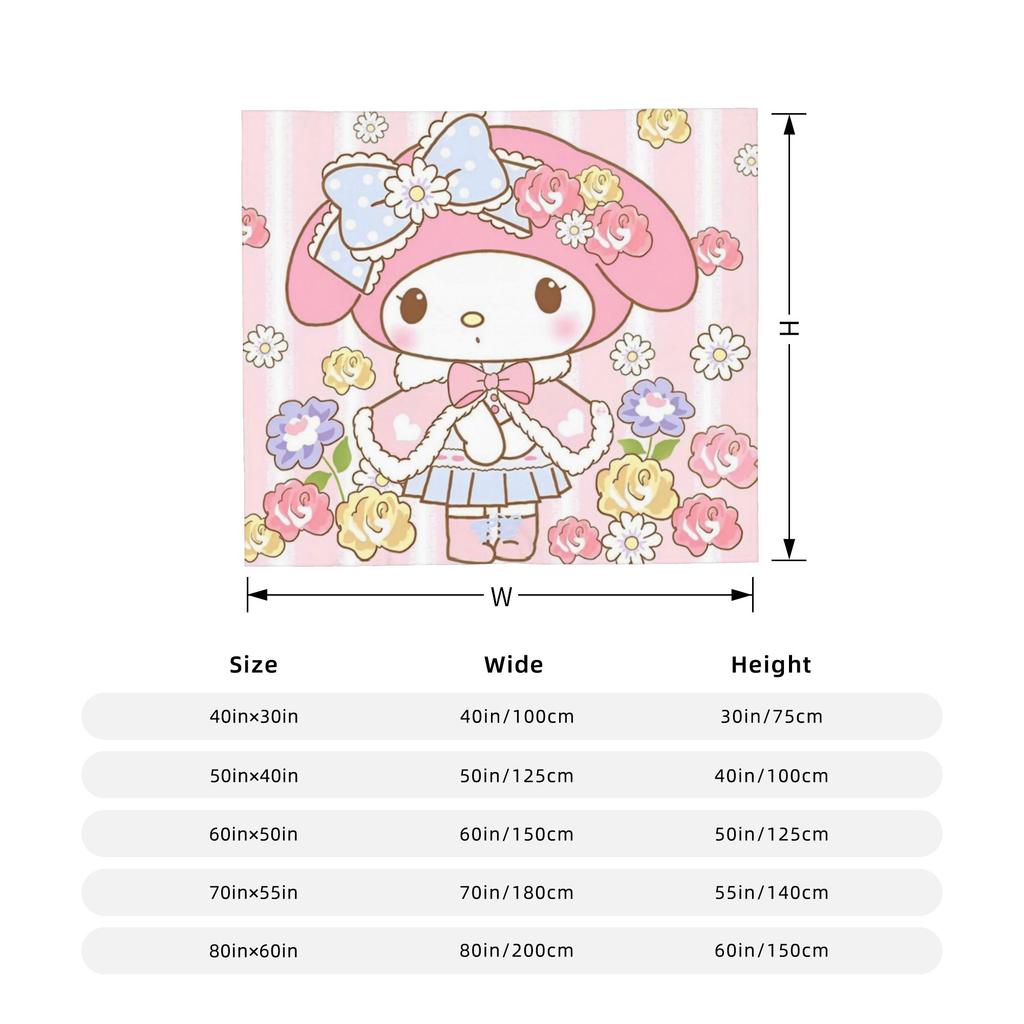 My Melody Kawaii Flannel Throw Blanket Blanket for Bed Bedroom Ultra-Soft Bedding Throws