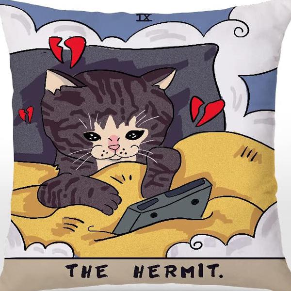 Kitten Gift Pillowcase Cute Pet Printed Linen Pillow Cushion Cover Bedside Living Room