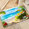 Beachside Coconut Drink  Tropical Fruit Doormat for Home Office Porch Indoor Outdoor Washable Floor Rug Summer Vacation Decor