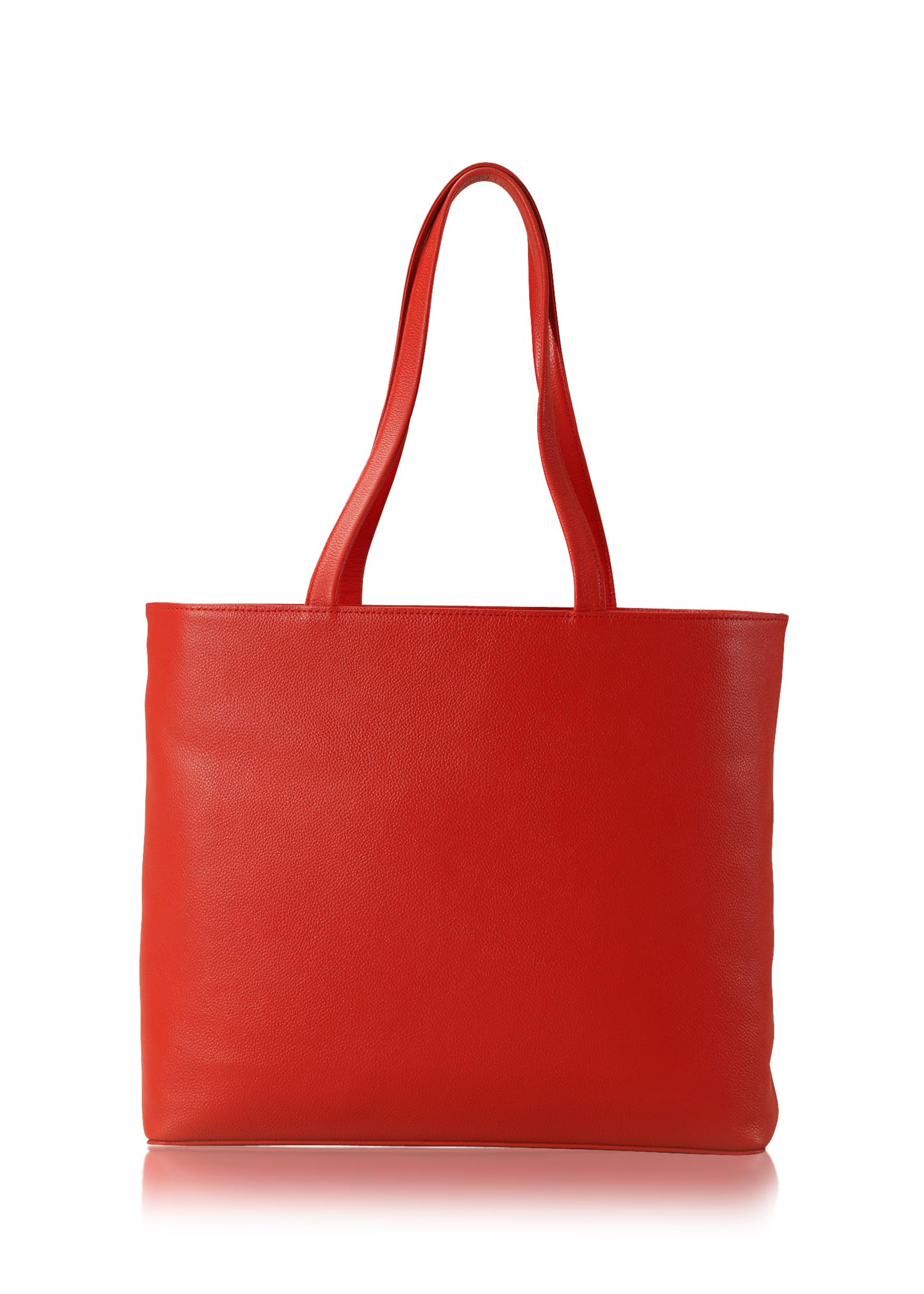 

Leather A4 tote original genuine fits with zipper [Business Factory] bag, water-repellent leather, cowhide, unisex, 14-inch PC, (amber red)