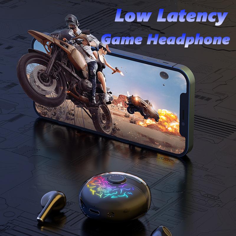 ONIKUMA Bezdrátová herní sluchátka 60MS HiFi Stereo Subwoofer s nízkou latencí Hudba Sluchátka do uší RGB osvětlení Sluchátka kompatibilní s Android IOS