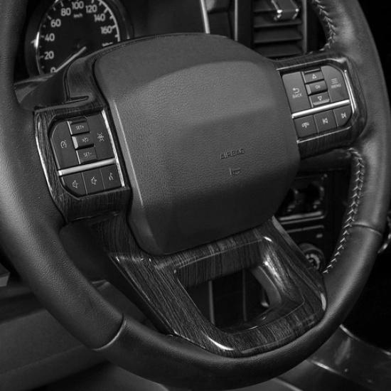 Steering Wheel Panel Cover Trim Accessories For Ford F150 2021+ Black Wood Grain