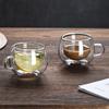 Frühstück Milchbecher transparent hitzebeständig doppelwandig Glas Wasserbecher Kaffee Hochborosilikat mit Griff Glas Teetasse