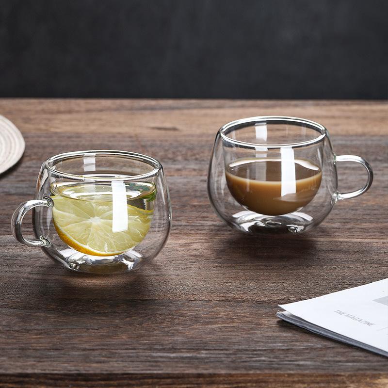 Frühstück Milchbecher transparent hitzebeständig doppelwandig Glas Wasserbecher Kaffee Hochborosilikat mit Griff Glas Teetasse