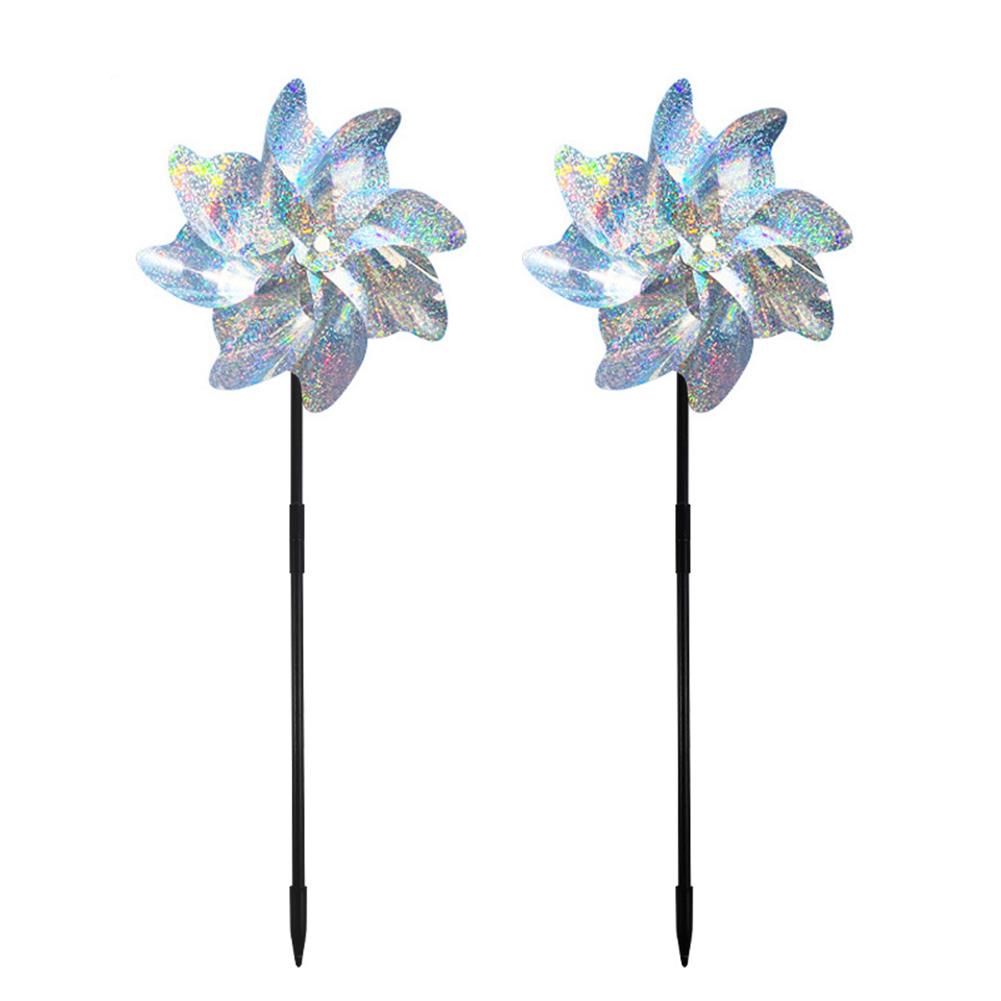 2/10pcs DIY Birds Deterrent Windmill Creative 8 Leaves Bird Repeller Windmill Spinner Outdoor Garden Lawn Yard Decoration