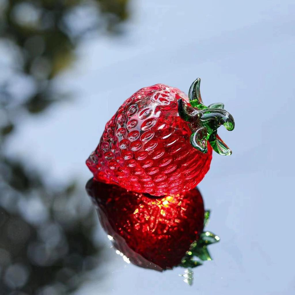 Crystal Statue Fruit Ornament Paperweight Miniature Glass Fruit Figurine Sculpture for Car Home Bookshelf Tabletop Decoration