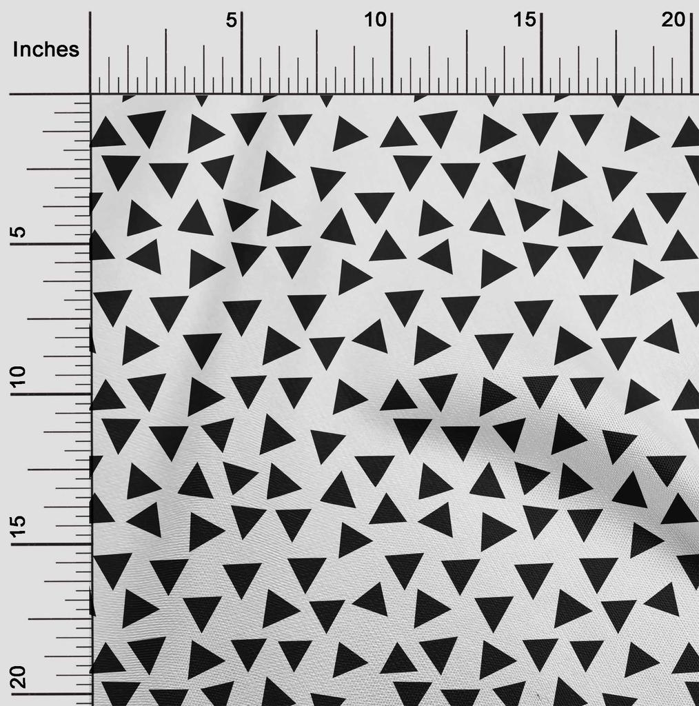 oneOone Cotton Flex Black Fabric Geometric Triangle Quilting Supplies Print Sewing Fabric by The Yard 40 Inch