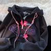 Y2k Zip American Retro Oversize Hoodies Korean Fashion Kpop Streetwear Zipper Sweatshirt with Hood Autumn