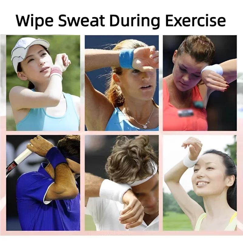 2Pcs 10x8cm Multi-Color Sports Wristbands Absorbent Sweatbands for Basketball Tennis Gym Wrist Support Towel Protector Bracelet