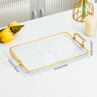 Rectangular Transparent Gold-Rimmed Serving Trays