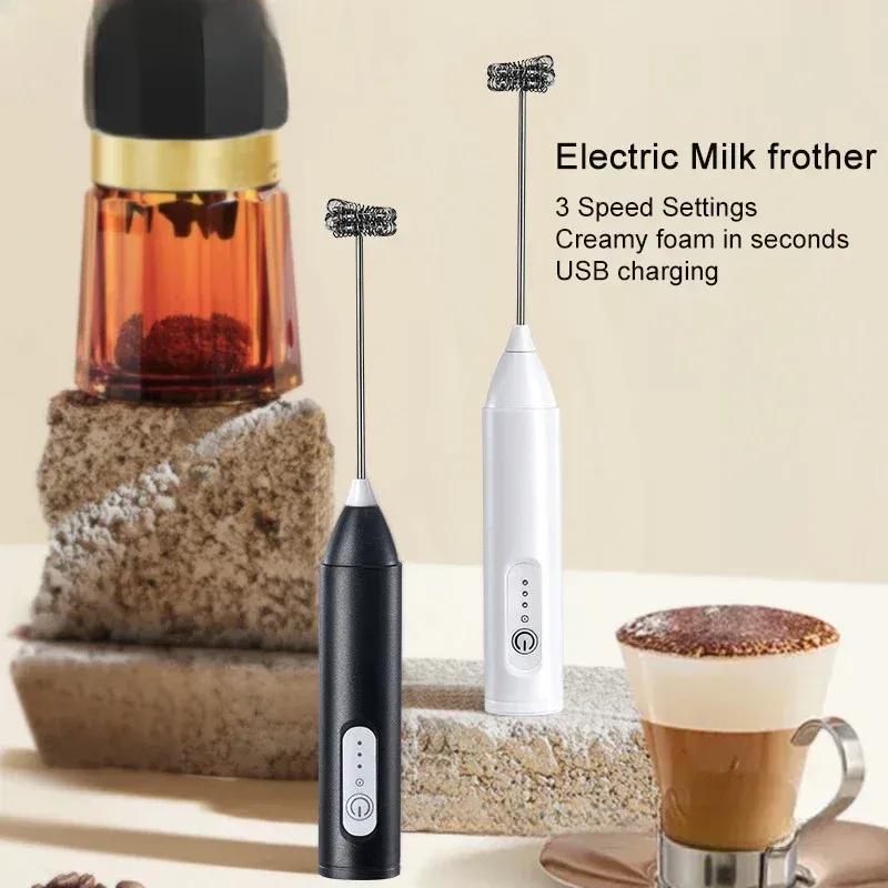 Cordless Milk Frother USB Rechargeable 3 Speeds Handheld Foam Maker for Coffee Cappuccino Latte Matcha Hot Chocolate at Home