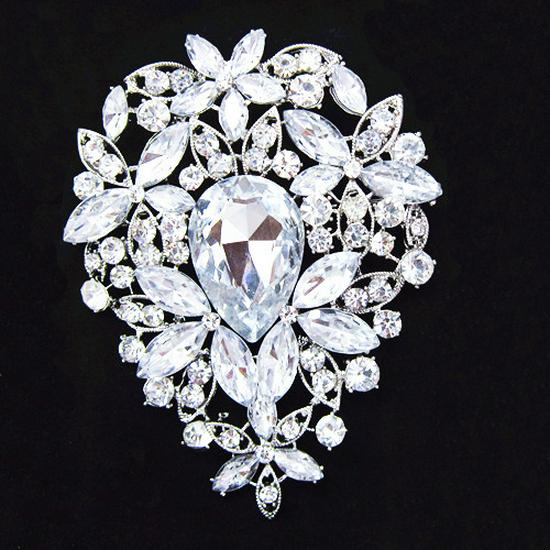 B638 Luxury Large Glass Brooch - European  American Fashion Bride Lapel Pin Zhenyao Jewelry