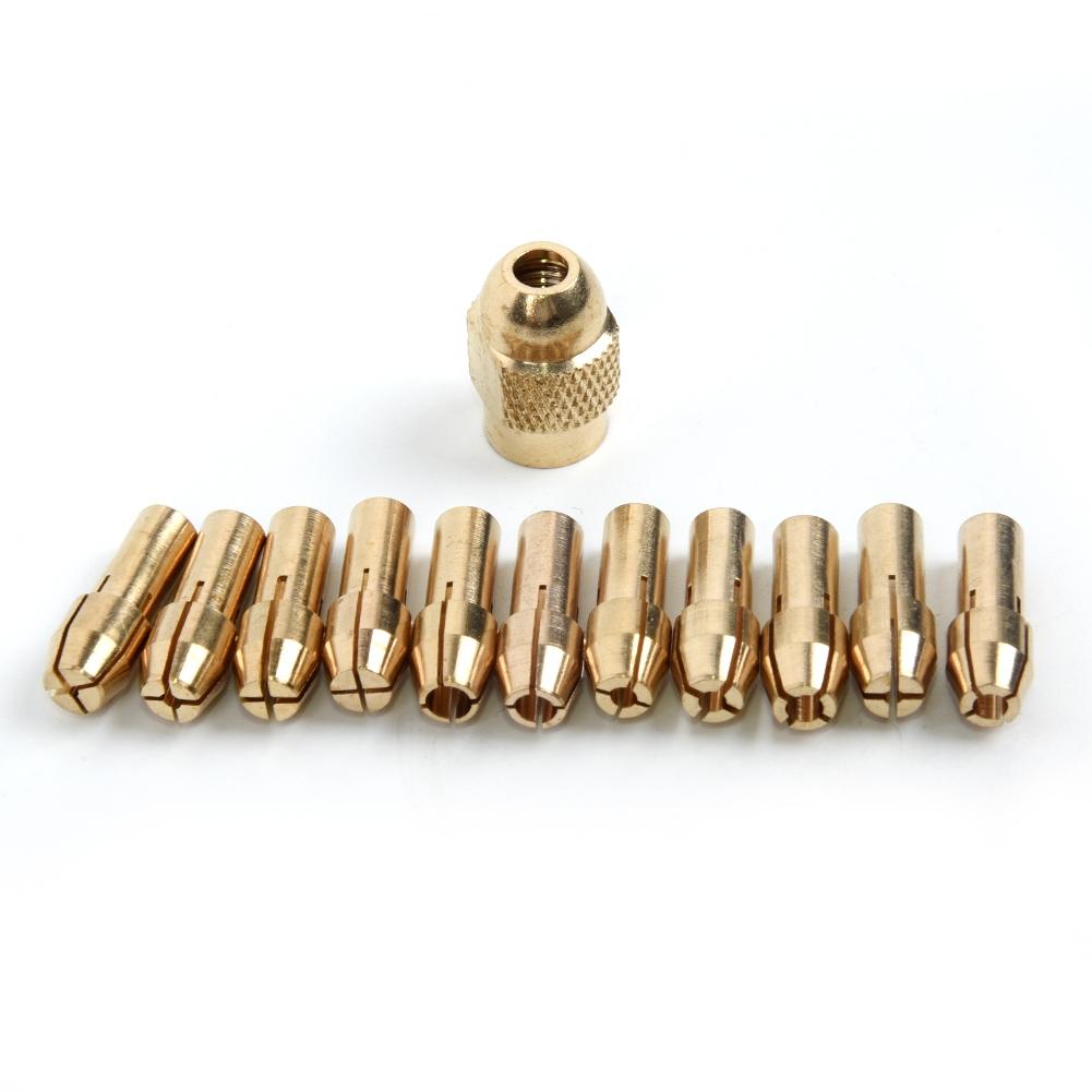 12pcs Brass Chuck Collet M8*0.75 Rotary Tools Toolholding Shank Drill Bits
