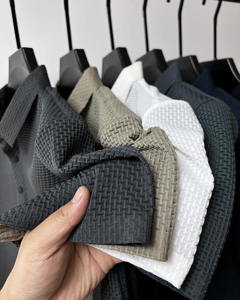 Men's Ice Silk Mesh Polo Shirt - Short-Sleeved, Lightweight, Summer Top with Shirt Collar