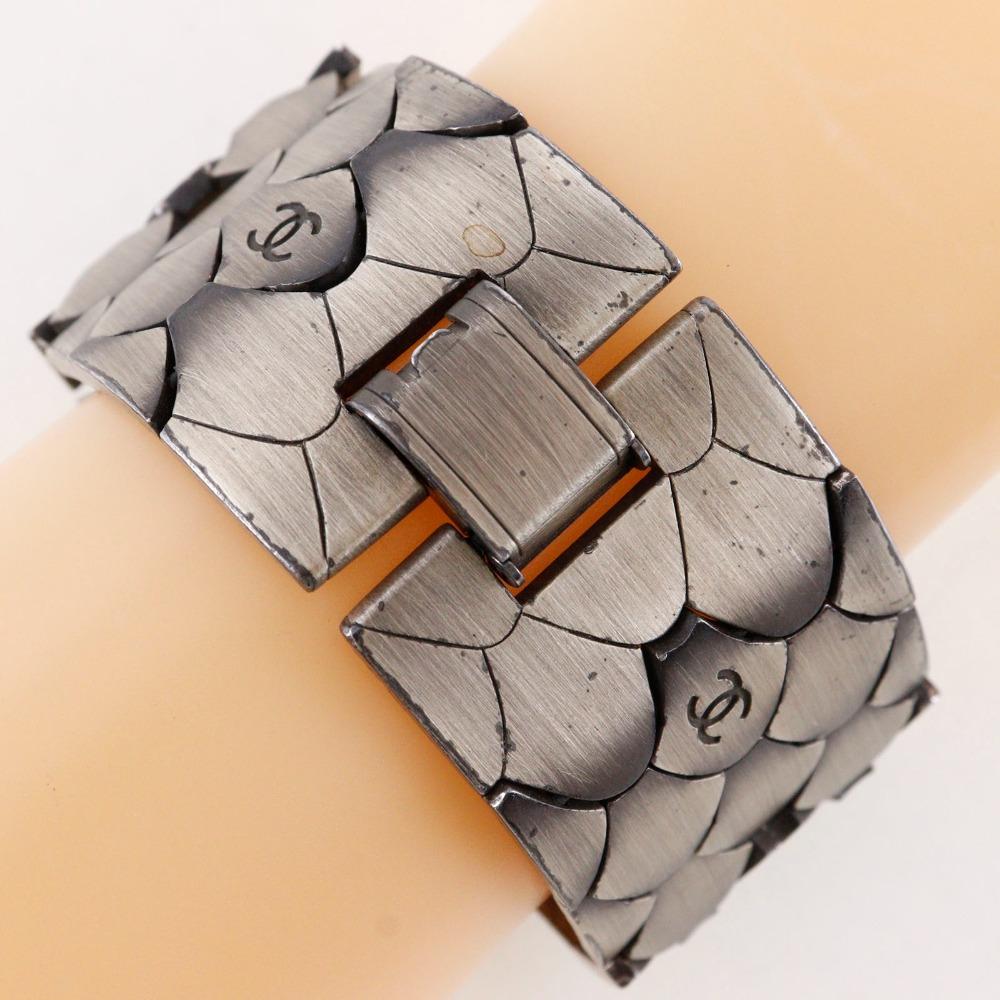CHANEL COCO Mark Bracelet Silver metallic 106g Women Used
