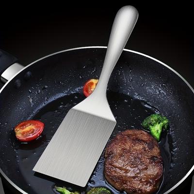 Espátula Pequena de Aço Inoxidável, Espátula Viradora de Churrasqueira, Virador de Churrasqueira, Pá Pequena de Fritar de Aço Inoxidável, Pá de Cozinha de Metal