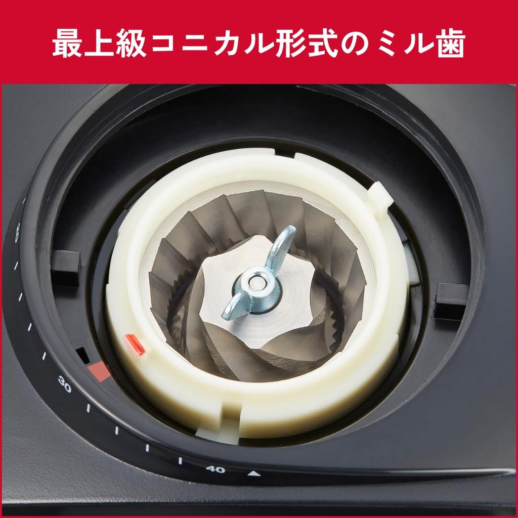 Melitta Electric Coffee Grinder with 40 Grind 220g for Espresso and Home Use Vario-E CG-124 Settings, Hopper,