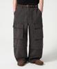 TRILLION Stone Washed Cargo Pocket Cotton Pants_Black