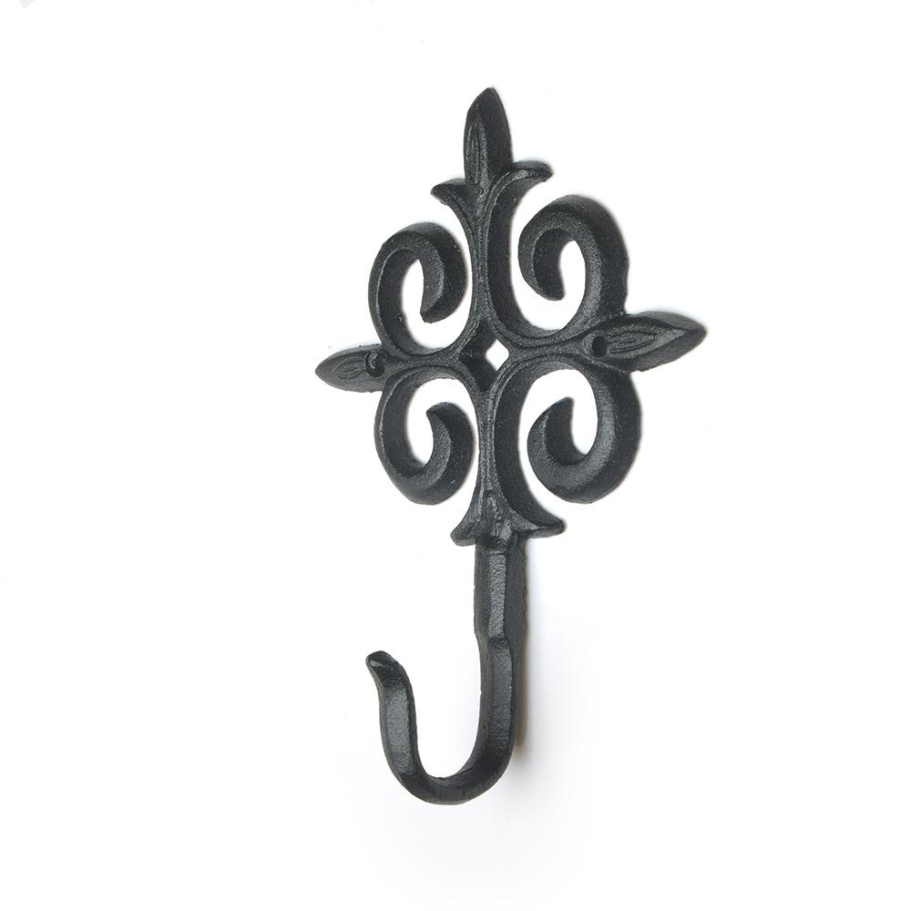 

2pcs European-style Cast Iron Large Spearhead Fleur-de-lis Single Hook Wall-mounted Decorative Coat Hook