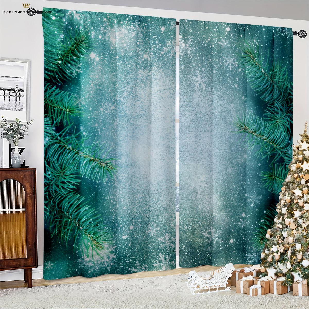 

Рождественская елка витрина новогоднее украшение карниз для штор машинная стирка спальня столовая украшение занавеска W50X130H(CM)X2PCS&Rod pocket