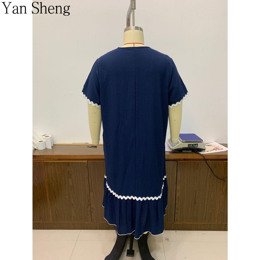 Women Nightgown Seersucker Floral Square Collar Short Sleeve Long Robe Loose Summer Loungewear Sleepwear