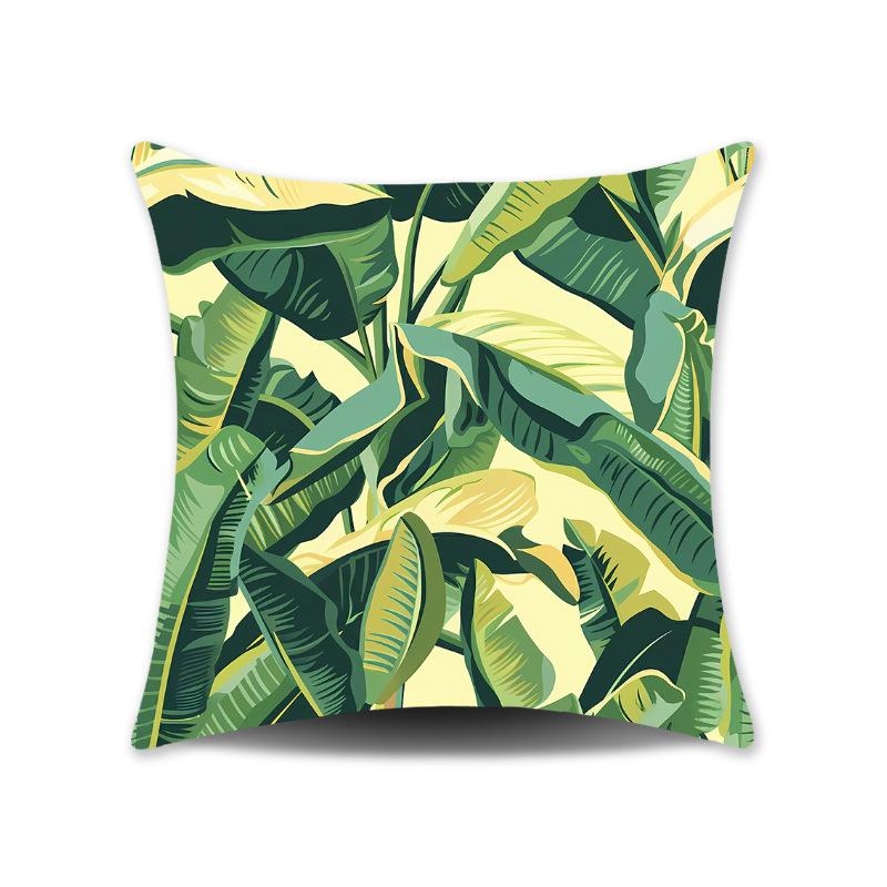 New Nap Pillow Green Leaves Sofa Plush Pillow Cover Home Bedroom Sofa Summer Pillow Cover