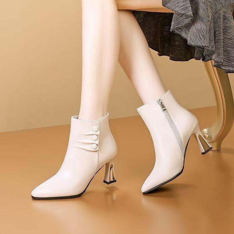 Fashion Autumn Winter Women Fashion Boots New Ankle Boots 2025 Women's Side Zipper Thick Heels In Boots Women's Comfort High Heels Shoes