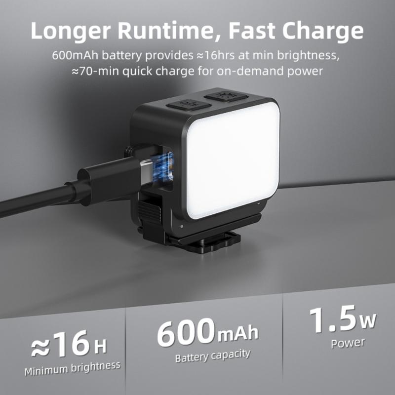 Portable LED Video Fill Light With Magnetic Mount IPX4 Waterproof for Camera Photography Vlogging