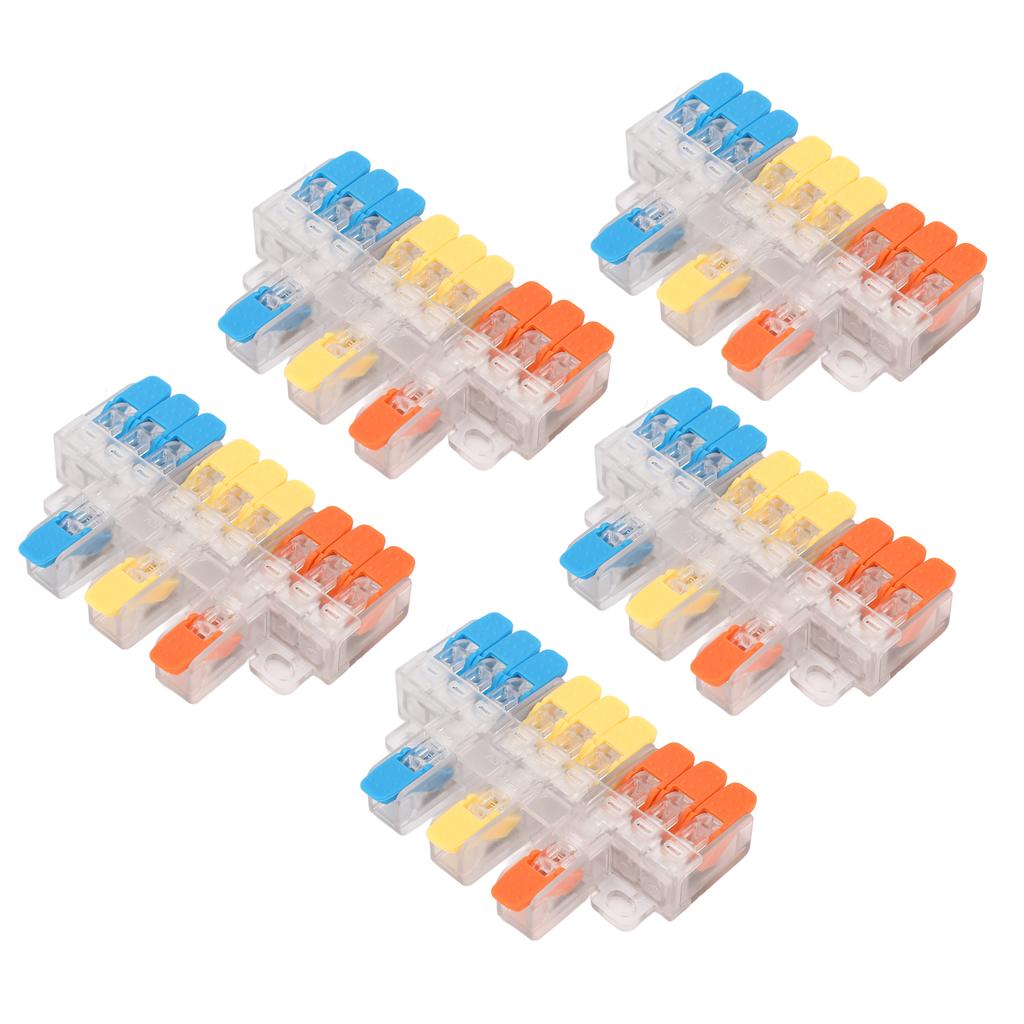 Kit de 5 connecteurs de fil à levier 3 à 9 Connecteur de câble à câblage rapide Bornier à conducteur enfichable 41A 450V