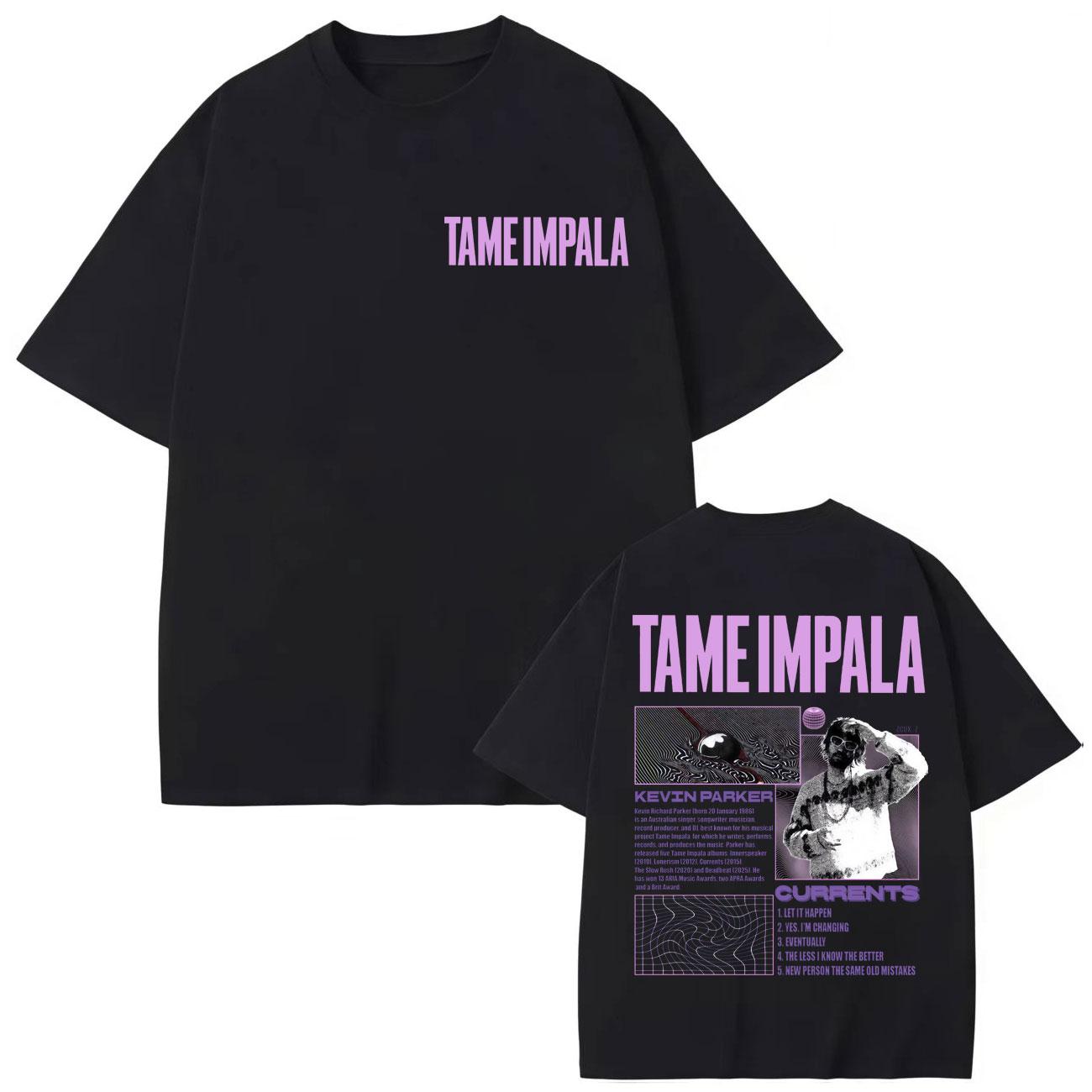 

Рок-группа Tame Impala Графические футболки Мужские Женские Мода Винтажная Футболка с коротким рукавом Летняя Повседневная Хлопковые Футболки S